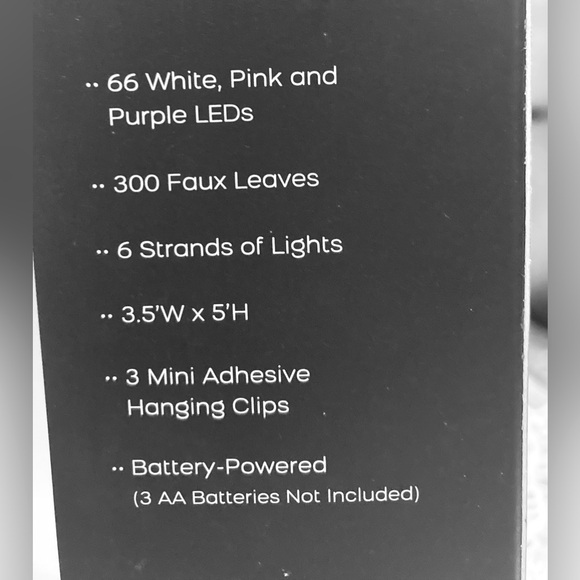 Vine Curtain Lights 66 White, Pink & Purple, 6 Strands of LED Lights. - Picture 4 of 9